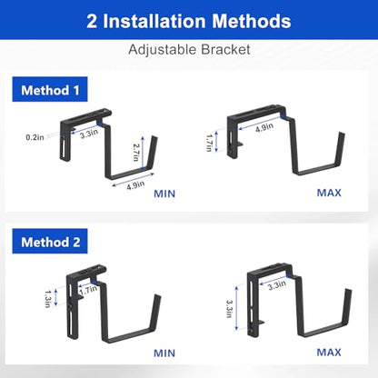 CADUKE Railing Planter Box 4 Pack Window Boxes Planter with Adjustable Brackets 16.9 Inches Deck Railing Hanging Flower Boxes Black Balcony Planters Fence Hanging Planters for Outdoor - color: Black