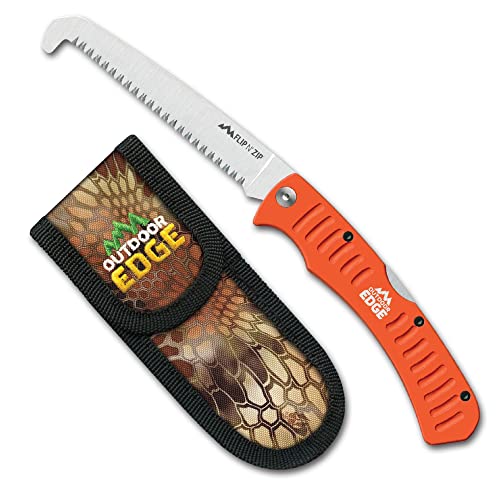 Outdoor Edge 4.4" Flip N' Zip Saw - Lightweight Folding Aluminum Handle Outdoor-Hunting Saw with 65Mn Spring Steel Blade and Triple Ground Teeth for Bone and Wood with Nylon Sheath - style: 4.4 inches