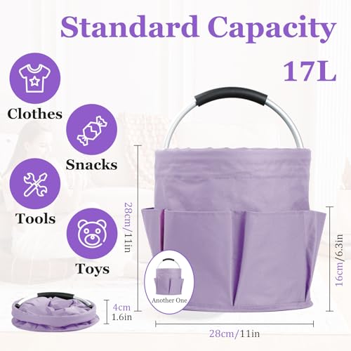 2Pcs 17L Collapsible Cleaning Supplies Caddy with Handle for Travel, Purple - color: Purple, size: 2PCS