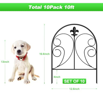 Decorative Garden Fence 10 Pack, Total 22in(H) x 10ft(L) - size: 22in x 10.8ft