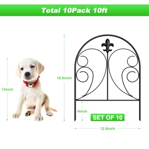 Decorative Garden Fence 10 Pack, Total 22in(H) x 10ft(L) - size: 22in x 10.8ft