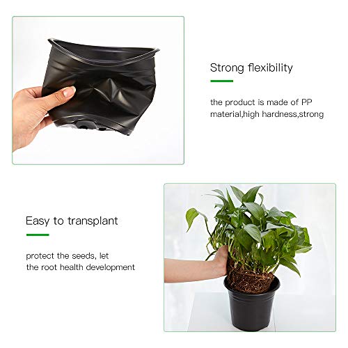 JERIA 100-Pack 0.5 Gallon Plant Nursery Pots, Plastic Pots for Flower Seedling, Flower Plant Container Seed Starting Pot, Come with 100 Pcs Plant Labels(Black) - size: 0.5Gallon 100P