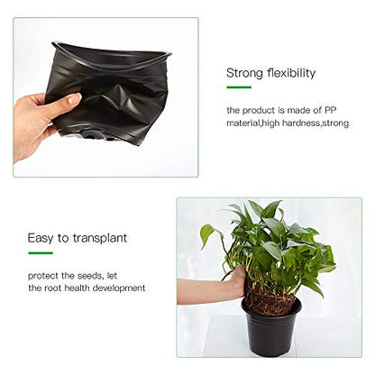 JERIA 100-Pack 0.5 Gallon Plant Nursery Pots, Plastic Pots for Flower Seedling, Flower Plant Container Seed Starting Pot, Come with 100 Pcs Plant Labels(Black) - size: 0.5Gallon 100P
