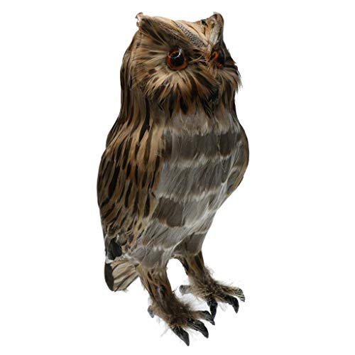 Artificial Feathered Owl Realistic Bird Decoration Taxidermy Garden Decor - Brown 1