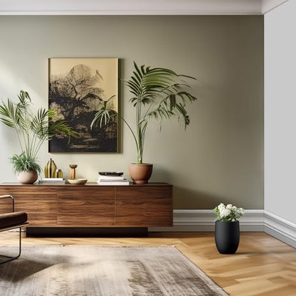 Kante Small Round Curved Black Concrete Planter 9.1" Dia, Outdoor - color: Black, size: 11.8 Inch Tall