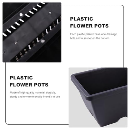 ERINGOGO Rectangular Garden Planter 19.68 Inch Plastic Plant Pot with Drainage Hole and Saucer for Indoor Outdoor Use Balcony Patio Herb Vegetable Container