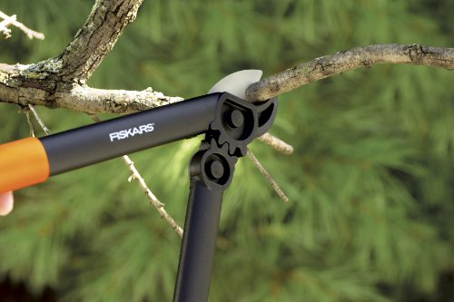Fiskars 79436997J Softgrip Bypass Pruner, Black/Orange Small & 15 Inch PowerGear Super Pruner/Lopper