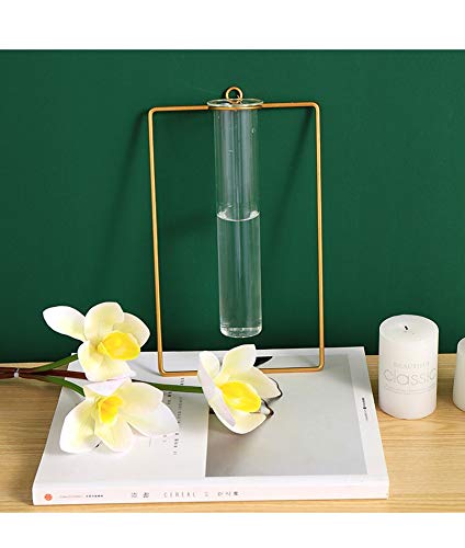 IvyMei Luxurious Nordic Gold Wall Vase Metal Frame Glass Tube - color: Gold 1