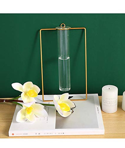 3 Pack IvyMei Luxurious Nordic Gold Wall Vase Metal Frame Glass Tube - color: Gold 6