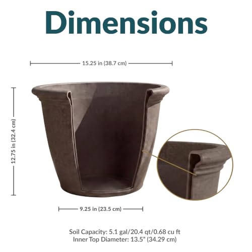 Sunnydaze Anjelica 15.25'' Large Plastic Planter Pot for Plants, Sable - color: Sable, size: 15.25 in