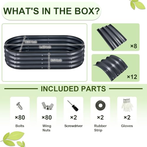 Galvanized Raised Garden Bed Outdoor 4x2x1 ft 2 Pack Oval Gray - color: Gray 2 Pcs, size: 4 x 2 x 1 ft