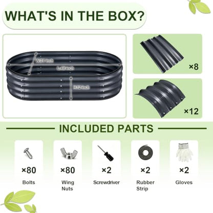 Galvanized Raised Garden Bed Outdoor 4x2x1 ft 2 Pack Oval Gray - color: Gray 2 Pcs, size: 4 x 2 x 1 ft