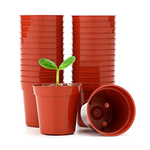 KINGLAKE GARDEN Small Terracotta Plastic Pots,50 Packs 2 Inch Plant Pots - color: Terracotta