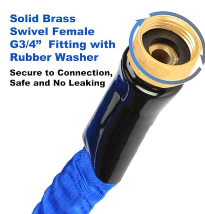 YOTOO Garden Hose 75 FT, Lightweight, Durable, Flexible, Non-Expanding, Kink-Free Water Hose with Solid Brass Fittings for Outdoor, Watering flants and flowers, Car Wash - size: 75 FT
