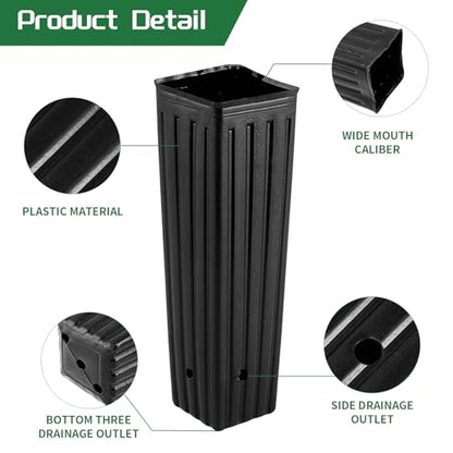 50 Pcs 12" Tall Tree Pots Plastic Deep Nursery Pots - color: 50pc Square