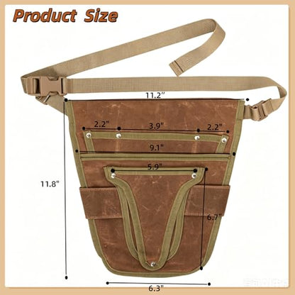 Gardening Tool Pouch for Waist, Hands-Free Canvas Tool Belt with 6 Pockets – Adjustable Waist Apron for Gradenging Tools (Gardening Tools NOT Included)-(Brown) - color: Brown