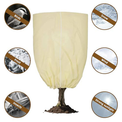 Plant Cover, Plant Protector, 2 Pack 39.3 * 31.8 inch Winter Frost Fabric Blanket, Two-Way with Drawstring for Outdoor Plants, Protects Against Cold Frost and Wind Damage. - size: 31.4*39.3（2-PACK)