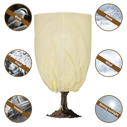Plant Cover, Plant Protector, 2 Pack 39.3 * 31.8 inch Winter Frost Fabric Blanket, Two-Way with Drawstring for Outdoor Plants, Protects Against Cold Frost and Wind Damage. - size: 31.4*39.3（2-PACK)