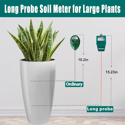 Gouevn Long Probe Soil Moisture Meter for Plants, Plant Moisture Meter for House Plants, Plant Water Meter for Indoor & Outdoor Large Potted Plants, Hygrometer Gardening Gifts - No Battery Needed