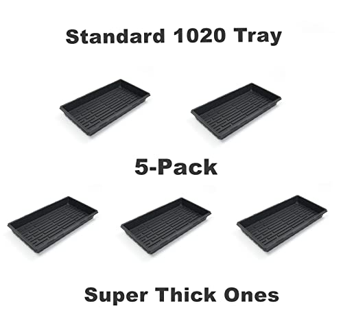 RooTrimmer Plant Growing Nursery, Standard 1020 Trays Plastic Sturdy Farmer Self Seedling Tray for Microgreens Indoor Nursery Pots Transplantation (5-Pack, 21.6"×11.2", 2.52" Deep, no Holes) - size: 21L x 11W x 2.4H