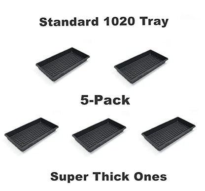 RooTrimmer Plant Growing Nursery, Standard 1020 Trays Plastic Sturdy Farmer Self Seedling Tray for Microgreens Indoor Nursery Pots Transplantation (5-Pack, 21.6"×11.2", 2.52" Deep, no Holes) - size: 21L x 11W x 2.4H
