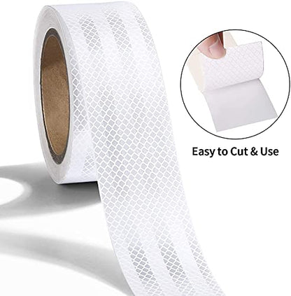 Reflective Tape, Waterproof Self Adhesive Dot Safety Reflector - color: White, size: 4 Inch x 65 Feet