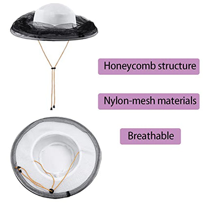 Bee Hat with Net,Beekeeper Veil Gloves,Bee Keeper Costume Mesh Cap - color: White Hat + XL Gloves