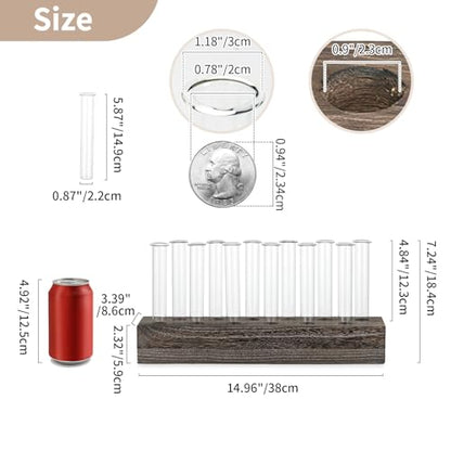 NUPTIO Vase Wedding Centerpiece, 15" Long Wood Base and 12 Pcs Test Tube