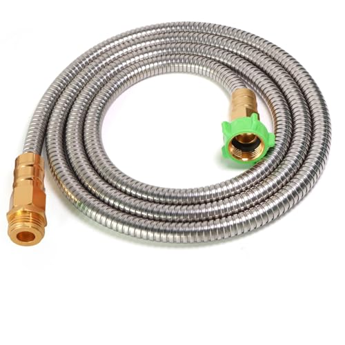 Metal Short Garden Hose 8 ft, Stainless Steel Water Hose Leader, Small Hose Extension, Lightweight Flexible Hose Extender for Outdoor Watering Washing (8FT) - size: 8 Feet