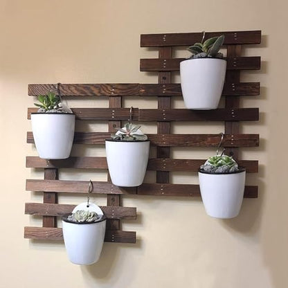MOUYAT 6 Pcs Plastic Self Watering Hanging Planters, 7 Inch White Wall Mounted Flower Pots with Hooks and Cotton Ropes, Lazy Flower Pots for Outdoor Indoor Plants - size: 7 Inch 6 PCS