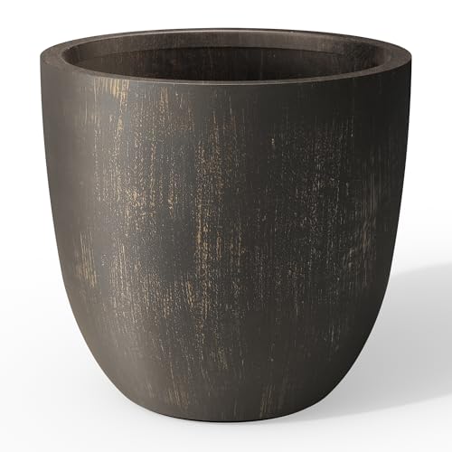 Kante Large Round Bowl Vintage BRN Concrete Planter 18" Dia, Outdoor - color: Oil Rubbed Bronze, size: 18"d