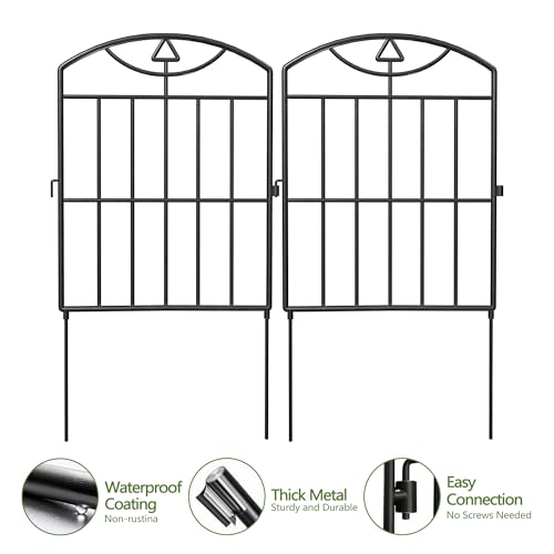 17in (H) x10.5ft (L), 10 Panels No Dig Decorative Garden Fence - size: 10 Panels-10.5 ft(L) X 24 in(H)