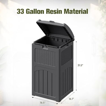 Devoko 33 Gallon Outdoor Trash Can, Hideaway Garbage Bins with Tiered Lid - color: Gray, size: 1 Pack