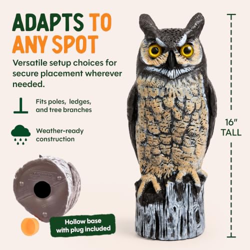 Dalen Lifelike Great Horned Owl Decoy Bird Repellent - 16-in Hand-Painted - style: Two Color Great Horned Owl