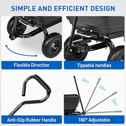 Yesker Garden Carts - 900lbs Dump Wagon with All Terrain Inflatable Wheels for Yard Lawn Farms Gardening - Heavy Duty Utility Outdoor Hauling Wheelbarrow - size: PVC 900Lbs
