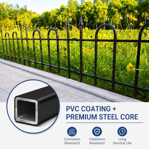 Metal Garden Fence Panels 18'' H x 22'' W, 7.3 Ft Total Length, Heavy Duty Rustproof No-Dig Decorative Fence to Protect Plants & Keep Dogs Out for Yard, Flower Beds & Pathways (4 Panels) - size: 19" H x 7.2ft (4 Panels)