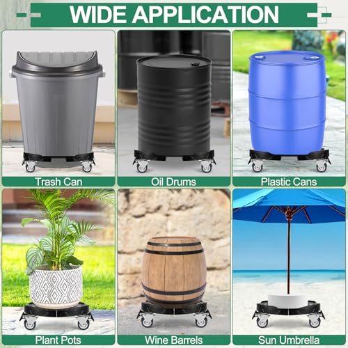 ToLanbbt Trash Can Dolly with Wheels, 15-19 in Adjustable Round Furniture Dolly, Heavy Duty 440 LBS Drum Rolling Base, Keg Dolly for 20, 32, 44, 55 Gallon Garbage Cans, Black, 1 Pack - color: Black, size: 2 IN - 1 Pack