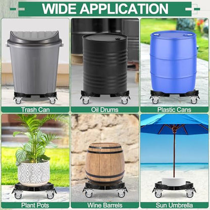 ToLanbbt Trash Can Dolly with Wheels, 15-19 in Adjustable Round Furniture Dolly, Heavy Duty 440 LBS Drum Rolling Base, Keg Dolly for 20, 32, 44, 55 Gallon Garbage Cans, Black, 1 Pack - color: Black, size: 2 IN - 1 Pack