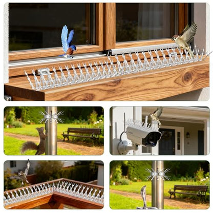 Bird Spikes for Outside 24 Pack 24 FT Stainless Steel Deter Pigeon Squirrel - size: 24 FT