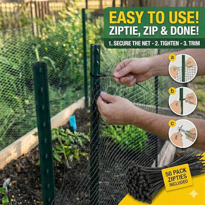 5x100 FT Deer Fence Netting, Plastic Mesh Roll, Garden Protection, Black - color: Black, size: 5x100ft