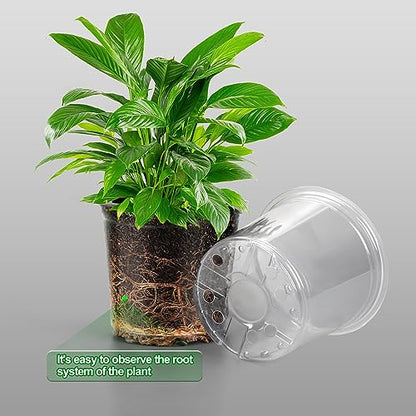 OUPSAUI 36 Pack 7/6/5/3.5 Inch Clear Nursery Pots with Drainage, Clear Pots for Plants, Flexible Plastic Seed Starting Pot