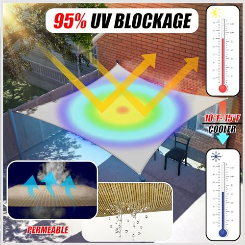 ColourTree 8' x 19' Grey Rectangle Sun Shade Sail for Patio
