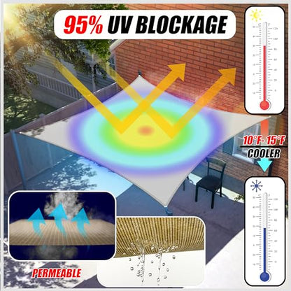 ColourTree 8' x 19' Grey Rectangle Sun Shade Sail for Patio