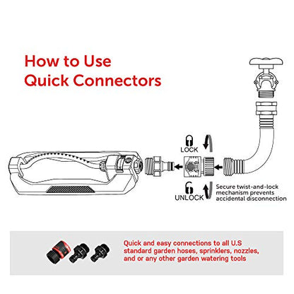 Eden 96215 Metal 2-Way Oscillating Sprinkler for Lawn and Garden w/Quick Connect Starter Set - style: With Flow Control
