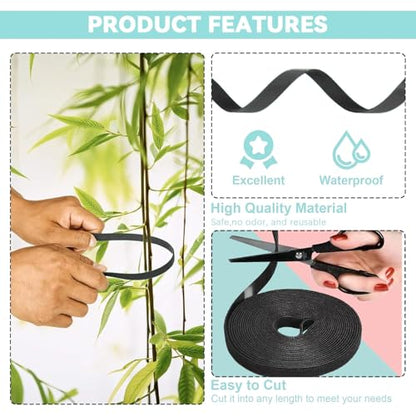 Black Garden Tie for Garland,17FT Plant Straps for Effective Growing Reusable Plant Tape,Plant Ties for Branches Climbing Plants Supports for Indoor Outdoor Greenhouse