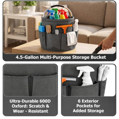 Garden Tool Organizer Tote with Non-Slip Handle – 4.5-Gallon Water - color: Gray