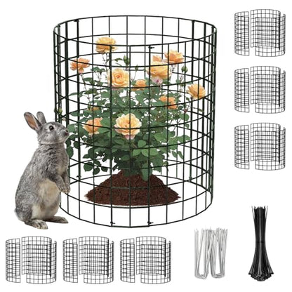 PASARA 6 Pack Plant Protectors from Animals, 12 Inch Round Cloche Plant Cages with Sturdy Chicken Wire Mesh, Garden Cages to Keep Animals Out for Vegetables & Flowers, Includes Support Stakes - size: 6PACK-12*12inch