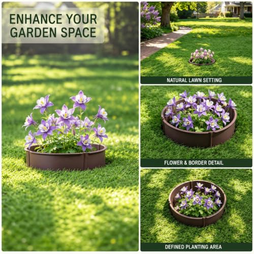 Evelyne 48 Pcs Adjustable Planting Grow Rings, Interlocking Garden Plant Rings, Spliceable Plant Circle Rings for Deep Watering, Soil Moisture Retention, Vegetables, Herbs, Flowers (48, Brown) - color: Brown