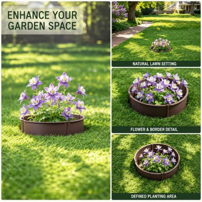 Evelyne 48 Pcs Adjustable Planting Grow Rings, Interlocking Garden Plant Rings, Spliceable Plant Circle Rings for Deep Watering, Soil Moisture Retention, Vegetables, Herbs, Flowers (48, Brown) - color: Brown