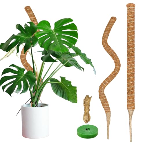2 Pack 35.4'' Moss Pole for Monstera, Bendable Coco Coir Plant Support Stakes - size: 2 Pack（35.4-Inch）